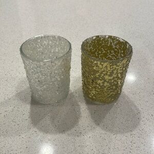 Silver and gold glitter candle votives